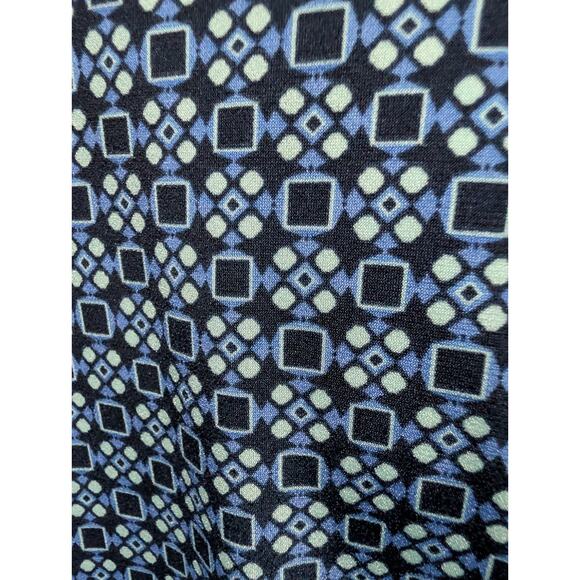 Liz Claiborne Women's Size Medium Draped Neck Geometric Long Sleeve Blue Shirt - Picture 5 of 11